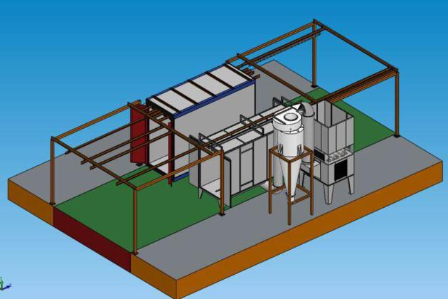 Manual Powder Coating Equipment With Conveyor