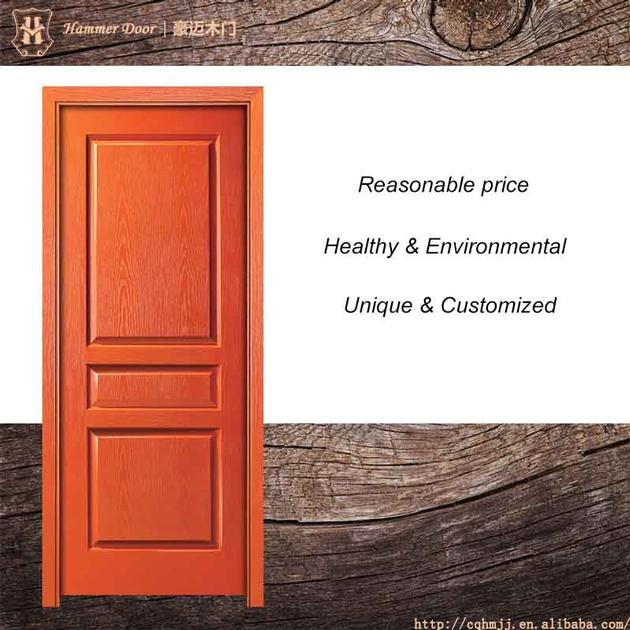 Orange Color Lovely Simple Bedroom Door