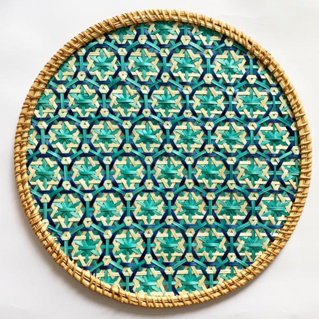 Patterned Round Bamboo Woven Placemat Made