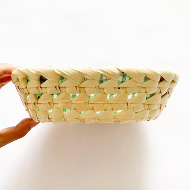 Wicker Palm Leaf Woven Basket Lined