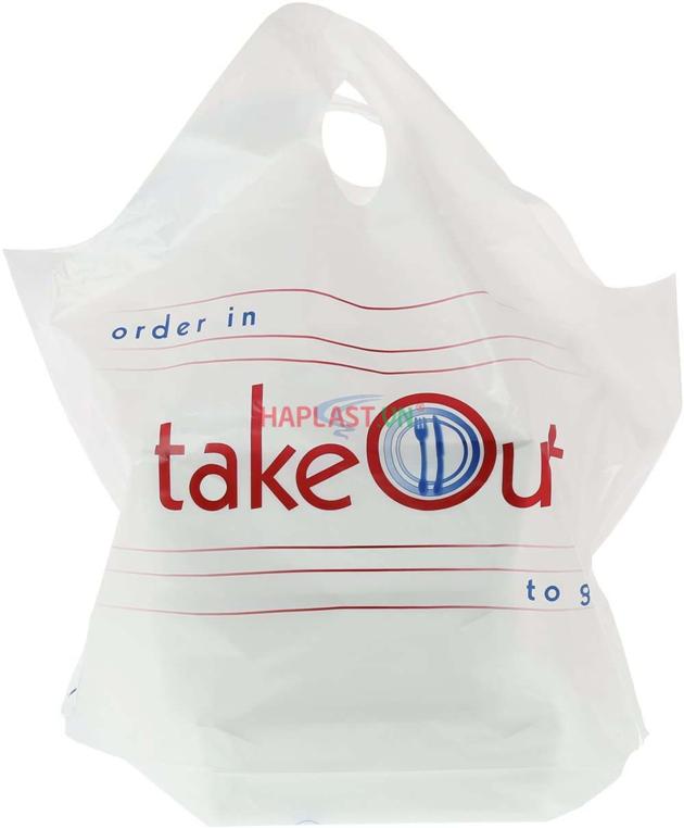 Carry Out Wave Top Plastic Shopping Bag