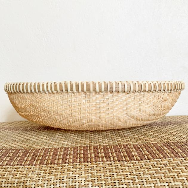Oval Bamboo Woven Colander Bowl Kitchen