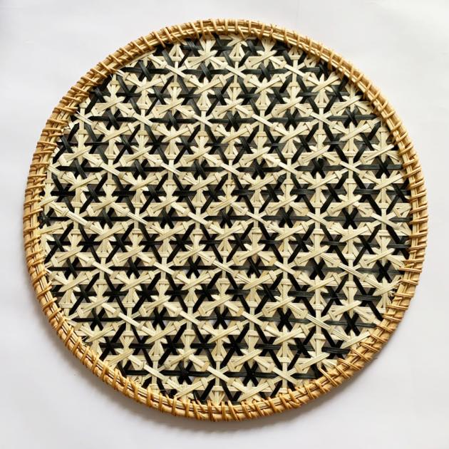 Patterned Round Bamboo Woven Placemat Made
