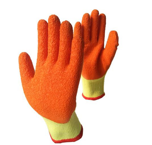 China cheap price high quality orange crinkle finish cotton black latex gloves
