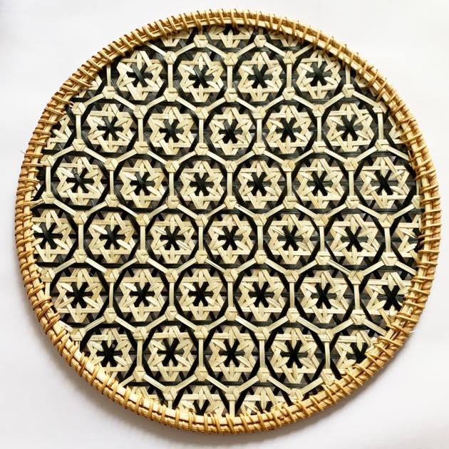 Patterned Round Bamboo Woven Placemat Made in Vietnam