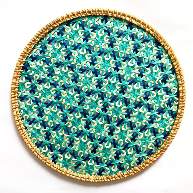 Patterned Round Bamboo Woven Placemat Made
