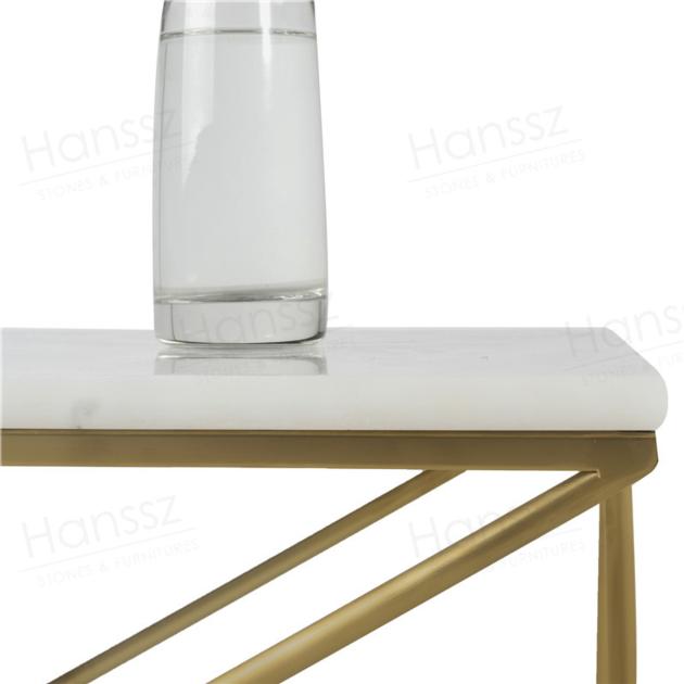 Golden Metal Frame White Marble Top