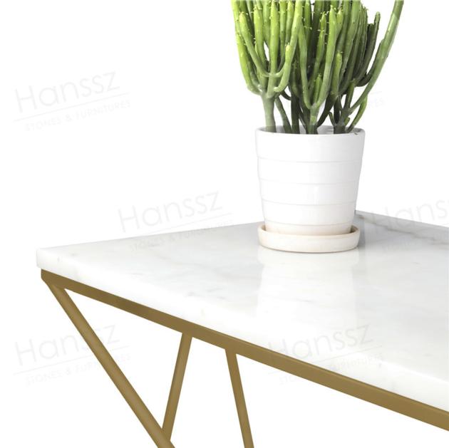 Golden Metal Frame White Marble Top