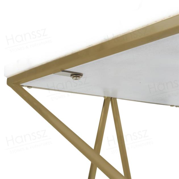 Golden Metal Frame White Marble Top