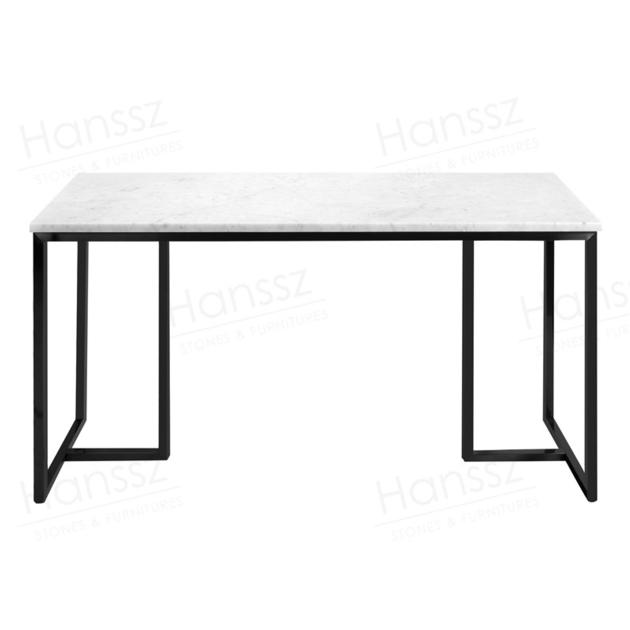 Black Coated Metal Frame White Marble