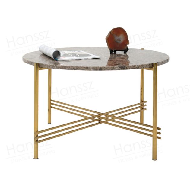 Golden Metal Frame Brown Marble Top