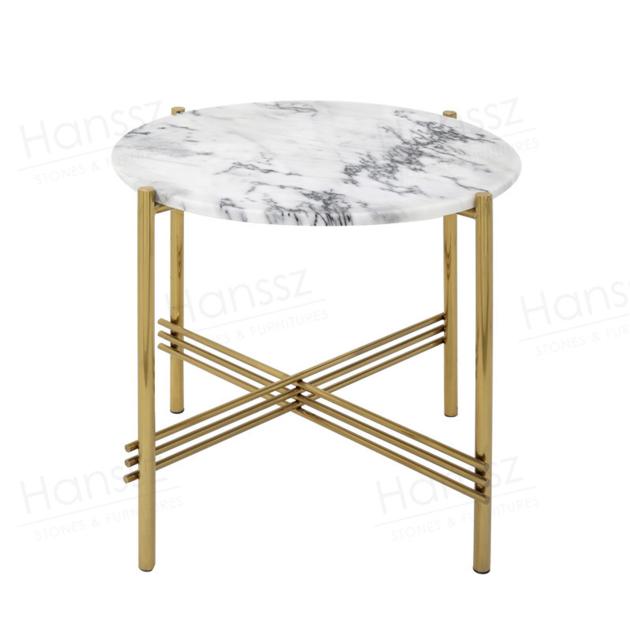 Golden Metal Frame White Marble Top