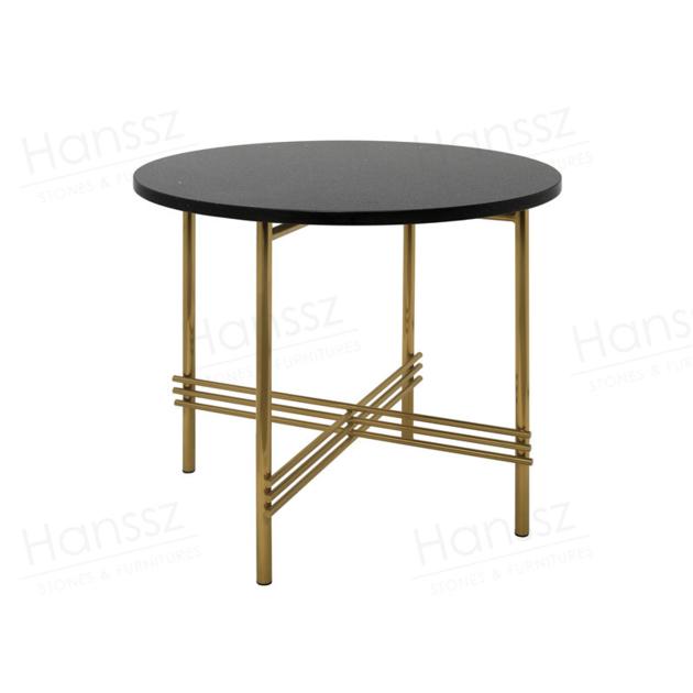 Golden Metal Frame Brown Quartz Top