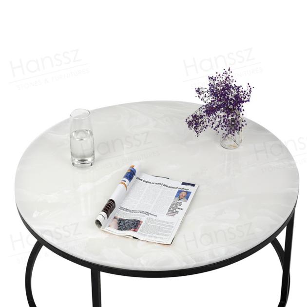 Black Metal Frame White Marble Top