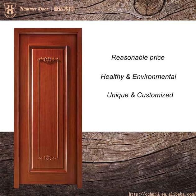 MDF fiber double doors main entrance custom with line pressed Tech 