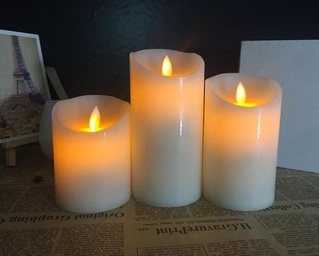 Real Wax Pillar LED Plain Moving Candle