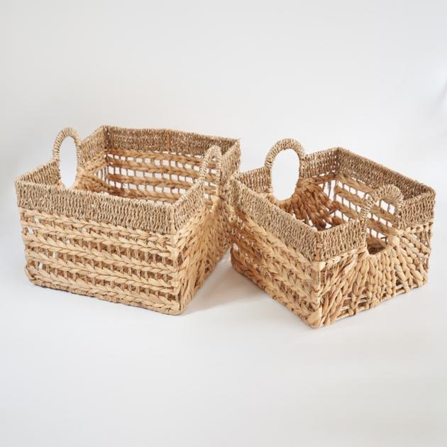 Rectangular Seagrass Water Hyacinth Woven Basket Set of 2 Wholesales Made in Vietnam