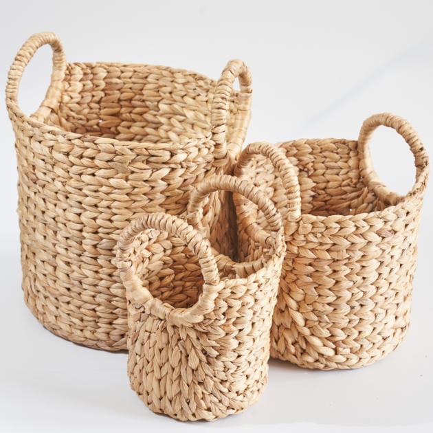 Round Water Hyacinth Woven Storage Basket Set of 3 Wholesales Made in Vietnam HP - B034