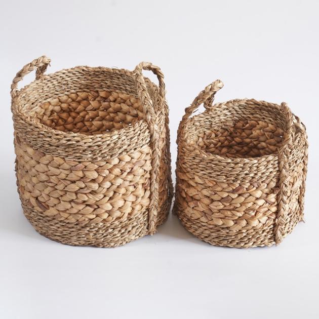 Seagrass Water Hyacinth Woven Basket Set of 2 Made in Vietnam HP - B048