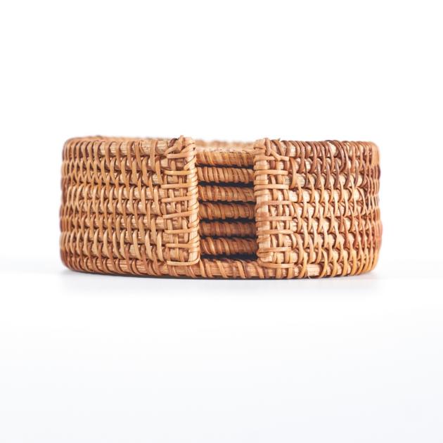Round Rattan Woven Holder With 6