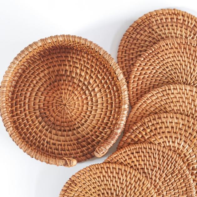 Round Rattan Woven Holder With 6