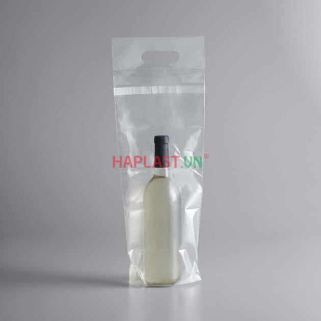 One-Time Adhesive Seal Die Cut Handle Wine Bag