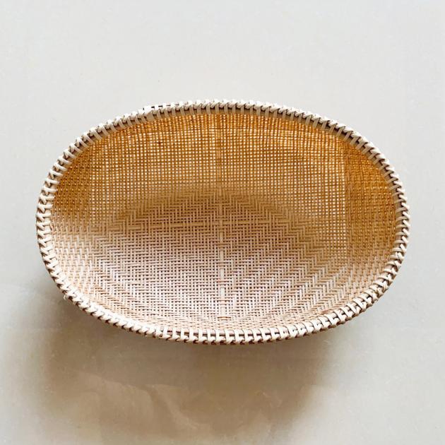 Oval Bamboo Woven Colander Bowl Kitchen