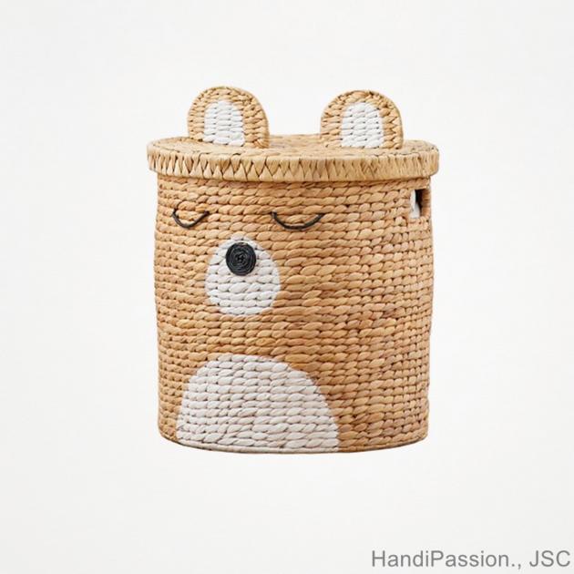 Water Hyacinth Bear Fox Shaped Woven Basket Laundry Basket Storage Basket HP - B069