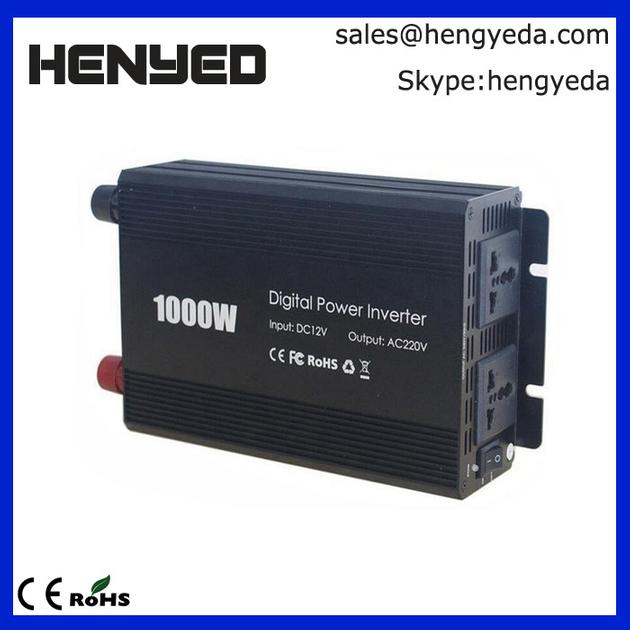 1000W Car Power Inverter 2 AC Outlets 12V DC to 110V AC with Battery Clip Cable