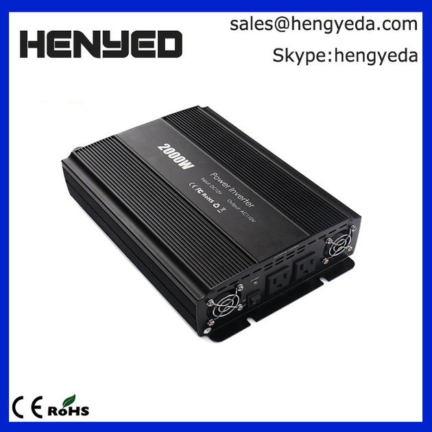 HYD-D2000W 2000W Car Power Inverter 2 AC Outlets 12V DC to 110V AC with Battery Clip Cable
