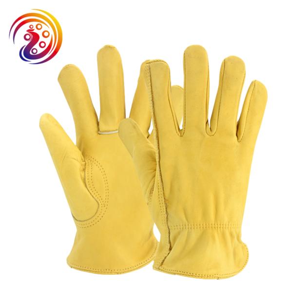 Heavy Duty Industrial Safety cowhide wood cutting Leather Gloves manufacturers