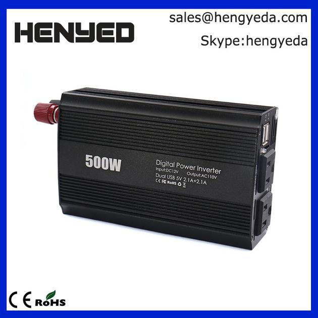 500W Power Inverter 12V DC to 2200V AC with 1A USB Charging Ports
