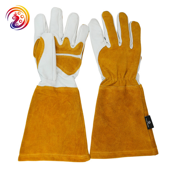 cowhide split leather back cotton mig lining welding gloves