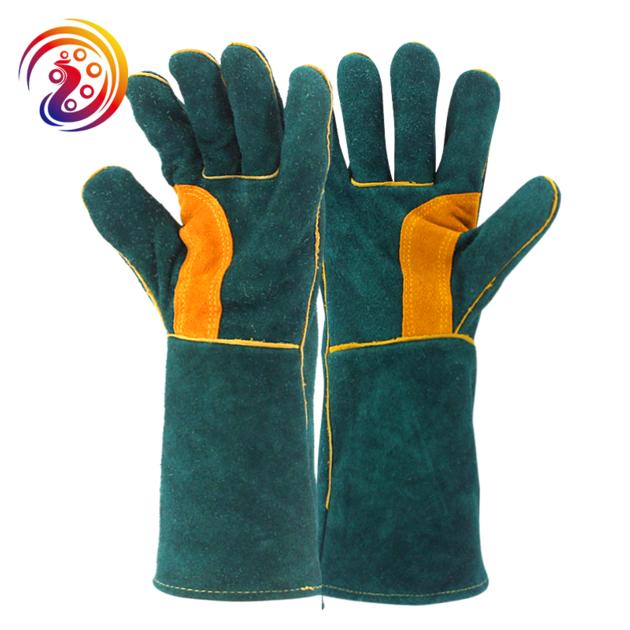 cow split leather BBQ Camping cooking weld Gloves baking grill fireplace fireproof gloves