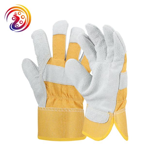 Split leather design heavy duty industrial safety mechanics woodworking gloves