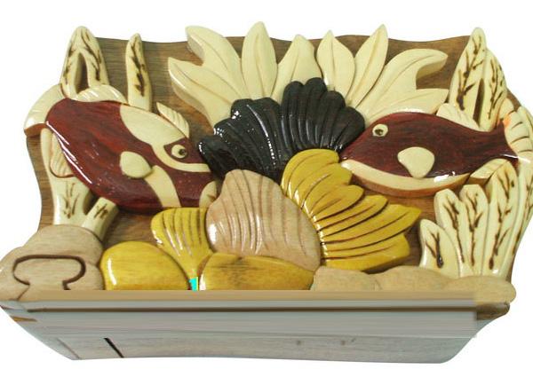 Wood Marquetry Puzzle Boxes