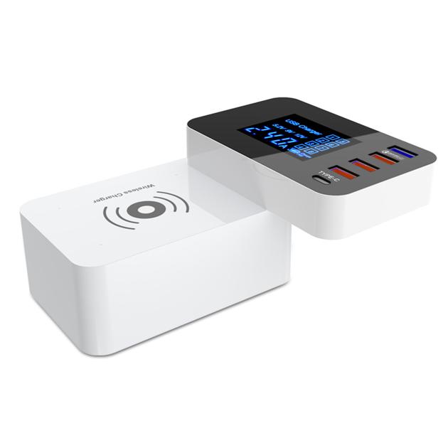 Wireless Cell Phone Travel Charger 3 USB Plugs 1 QC 3.0 1 Type-c forSamsung Note 8 iPhone8 iPhone8 P