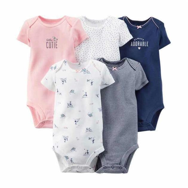 Five-Piece Set Short Sleeved Cottony Baby Romper Garment Infant Clothes Baby Crawling Sui