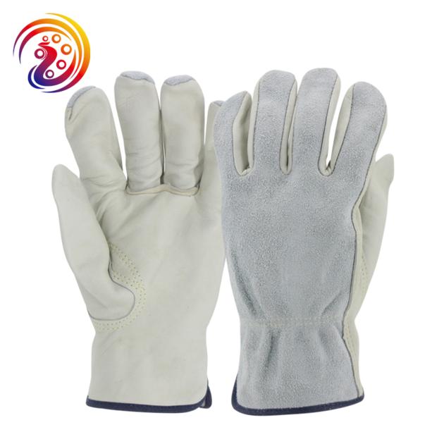 cowhide split leather back cotton mig lining welding gloves