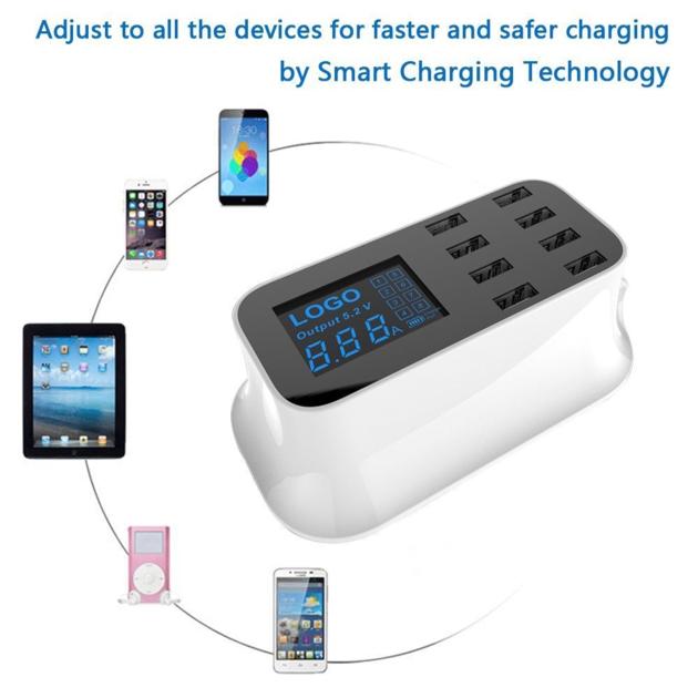 LCD Display 8 Port USB Fast