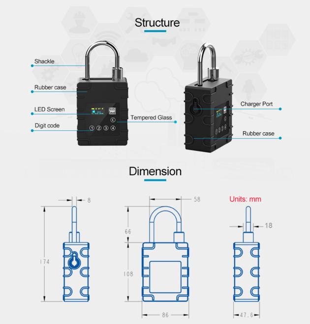 G300 Password GPS Padlock Smart E