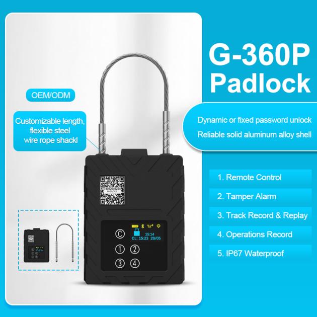 G360P Touch Keyboard Password Smart Eseal Logistics Steel Wire Rope GPS Tracker Electronic  Lock