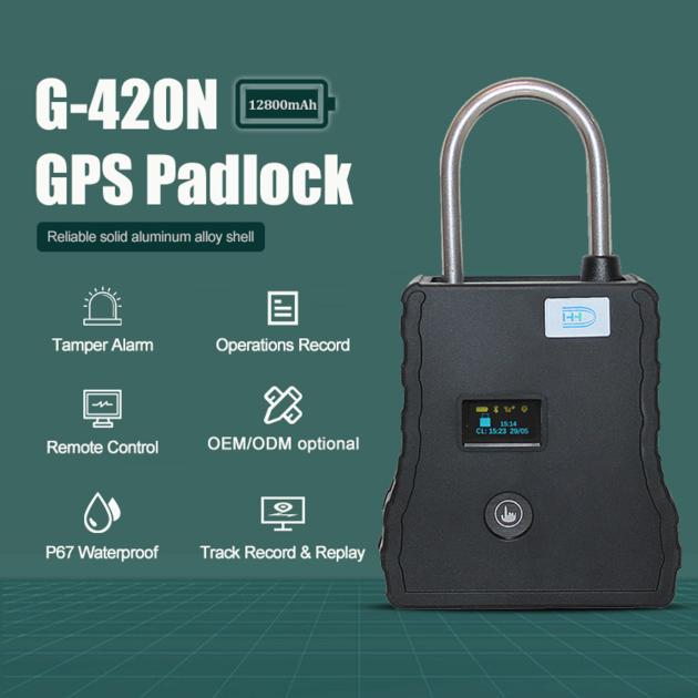 G420N Solid Steel Shackle Aluminum Alloy Waterproof Remote Control GPS Tracker Padlock Smart E Lock