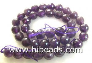 Faced amethyst crystal gemstone beads 16