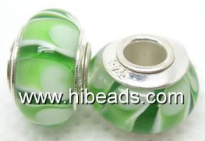 Pandora style Glass Beads with single silver core wholesale