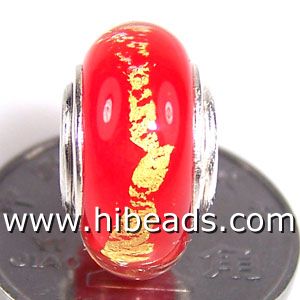 Perfect red murano glass beads with 925 silver core