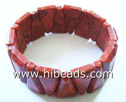 Exquisite coral bracelet intriguing 18mm triangle red beads
