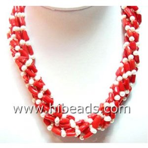 Natural red coral necklace 17