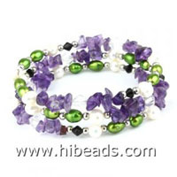3 rows freshwater pearl bracelet top-drilled pearl beads