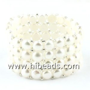 white freshwater pearl bracelet 4 rows